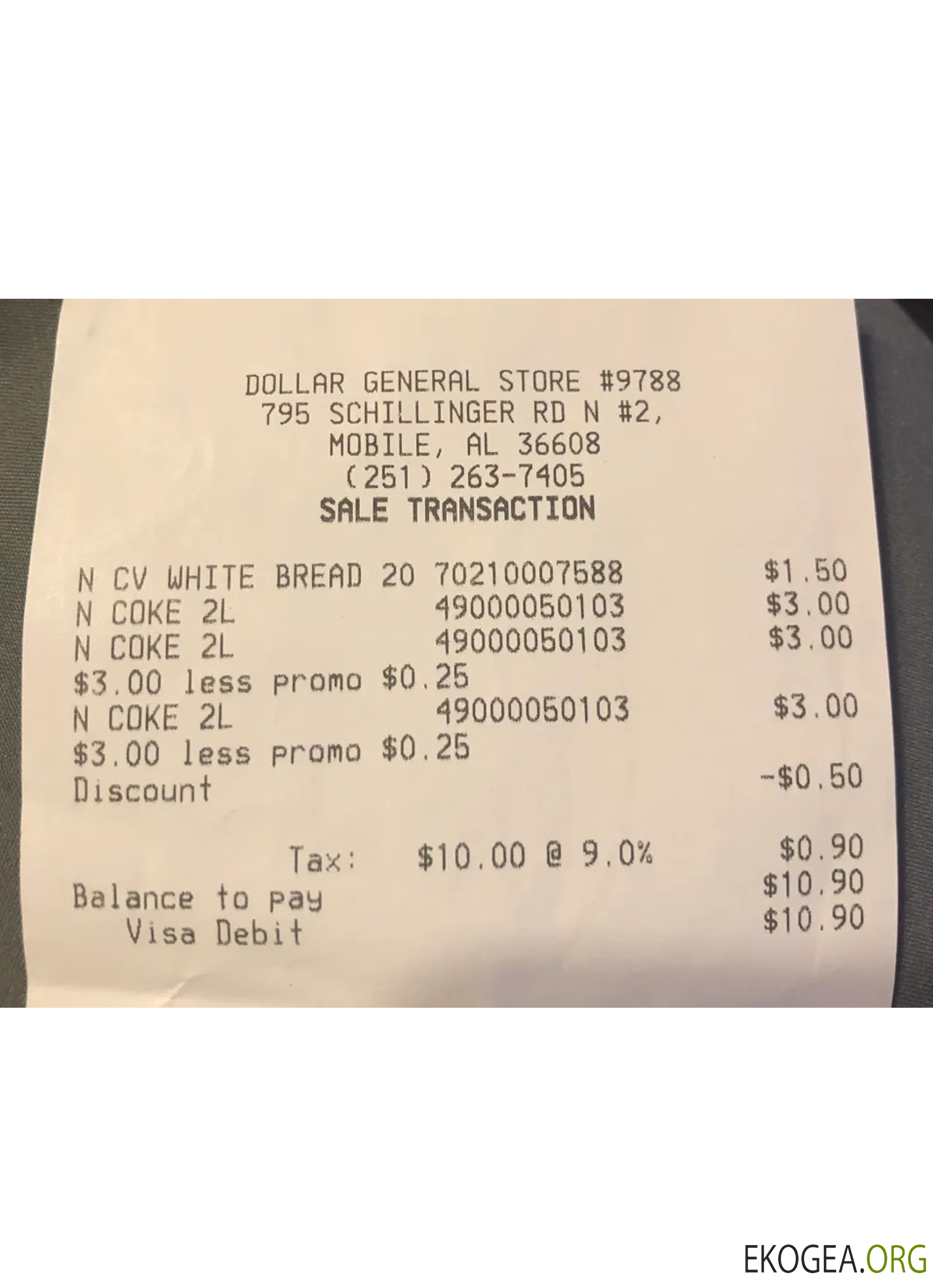 Chèque de paiement d'un magasin général en dollars